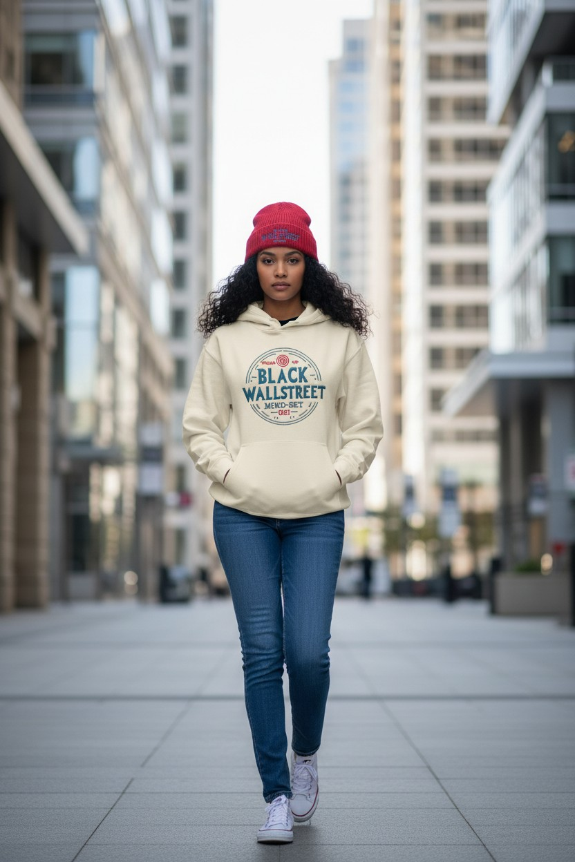 Black Wallstreet Mindset Fleece Hoodie or Crewneck