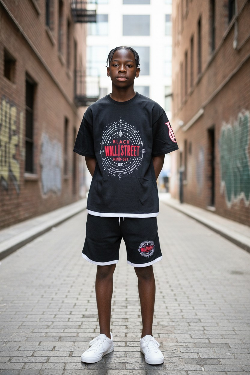 Black Wallstreet Mindset Short Set Black/Red/White