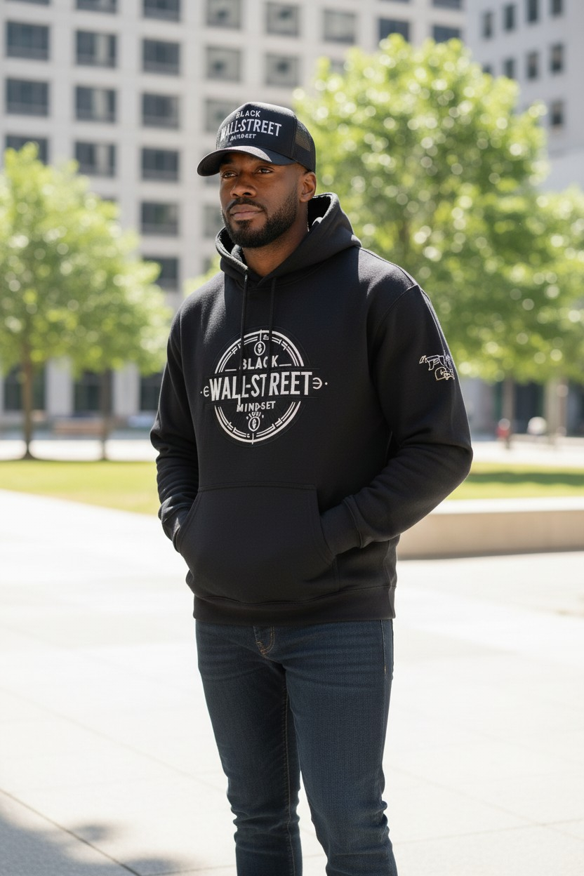 Black Wallstreet Mindset Fleece Hoodie or Crewneck