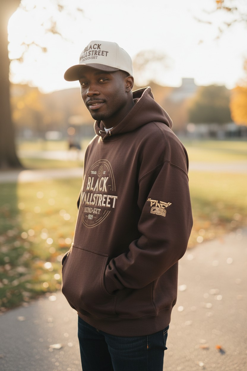 Black Wallstreet Mindset Fleece Hoodie or Crewneck