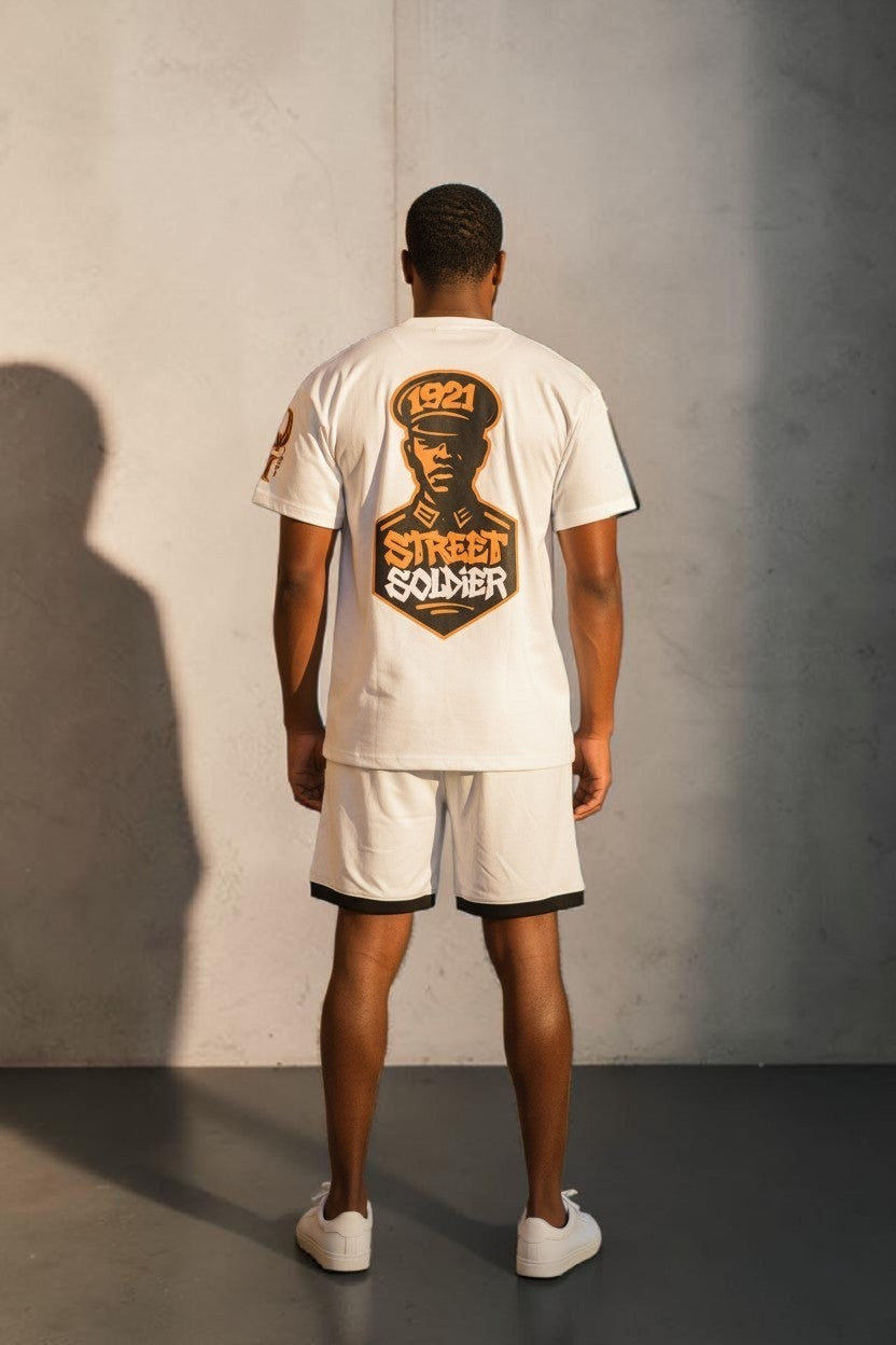 Black Wallstreet Mindset Short Set White/Gold
